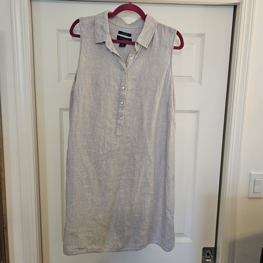Tahari Linen Dress in Light Gray